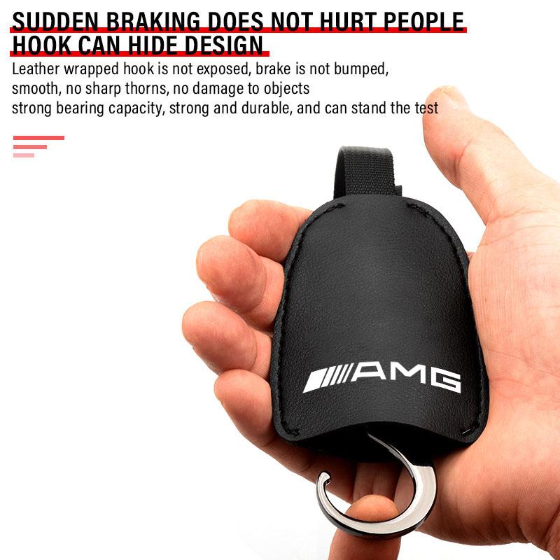 1/2pcs Leather Car Seat Back Hooks Portable Hanging Bag Rack For Mercedes Benz AMG W212 W205 W246 W177 W176 W213 GLC GLE GLS ML Welcome Laser Lamp