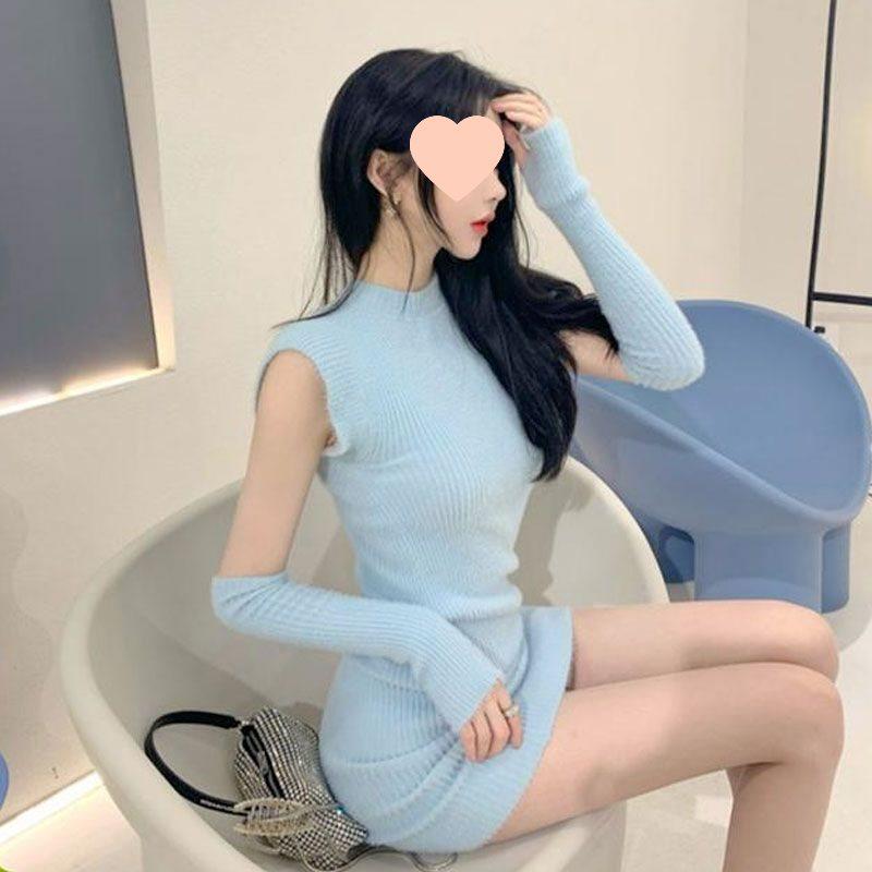 2025 Spring/Summer Goddess Style Sexy Knitted Bodycon Dress