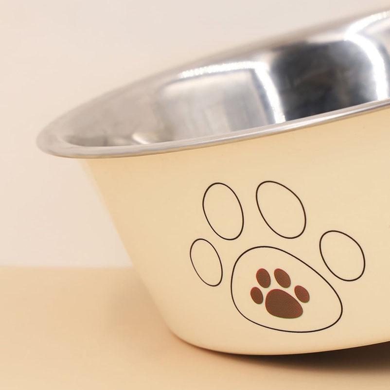 Stainless Steel Footprint Pet Bowl Anti-slip Cat Bowl Dog Bowl Cute Cartoon Small Medium and Large Dog Cat Bowl Pet Supplies