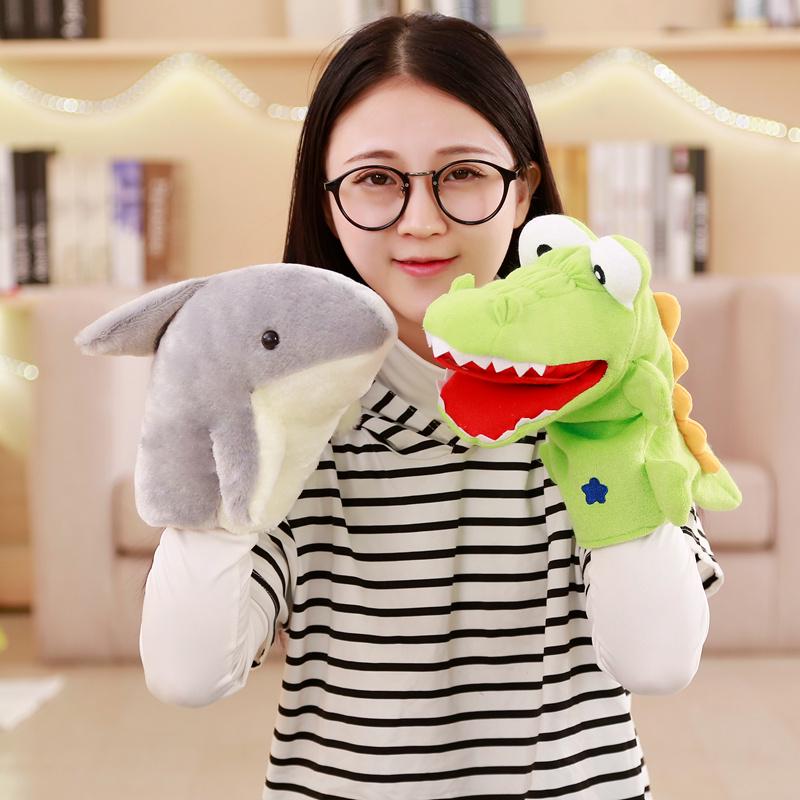 Dinosaurier Hai Krokodil Plüschpuppen Stofftiere Lebensecht Frosch Handpuppen Für Kinder Plüsch Weiche Tierpuppen Puppe Kinderspielzeug