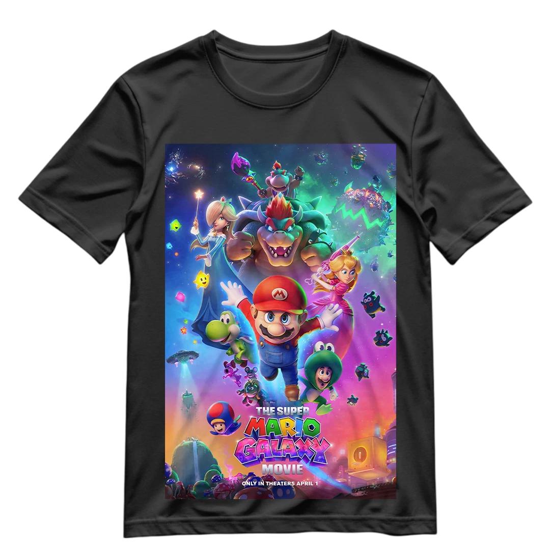 

The Super Mario Galaxy Movie Cover T-shirt Men Women Summer Cotton Y2K Clothing Cartoon Fashion Round Neck Short Sleeved Tees... S разноцветный