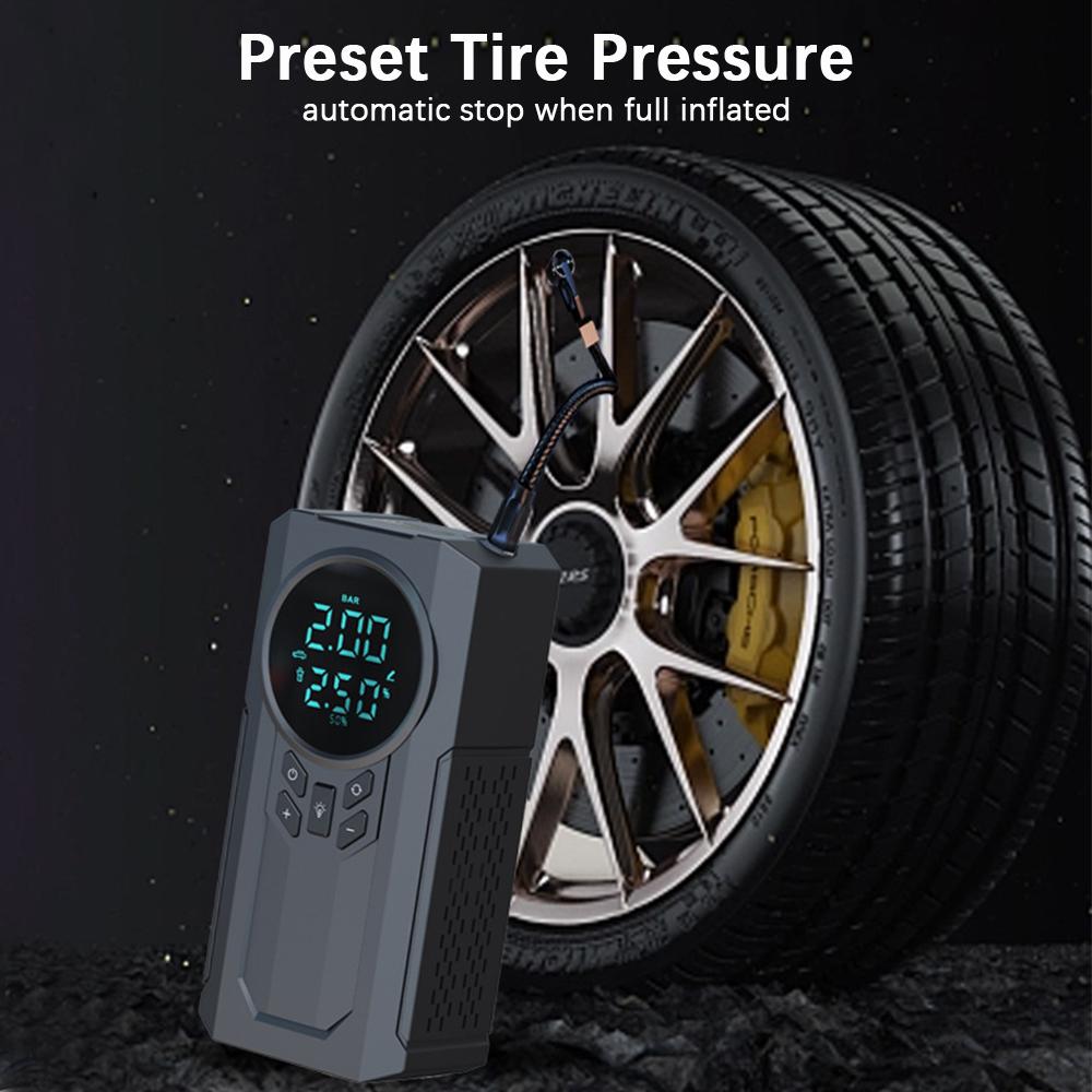 150PSI 60W Digital With LED Light for Car Motorcycle Bicycle Ball Air Compressor Portable Inflator LCD Display Tire Air Pump