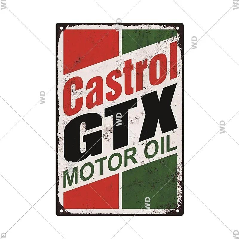 Castrol Motoröl Blechschild - Perfekt für Vintage Garagendekor - Tankstellenstil Wandplatte