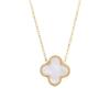 18K Gold-Plated Stainless Steel Four-Leaf Clover Mother-of-Pearl Pendant Necklace