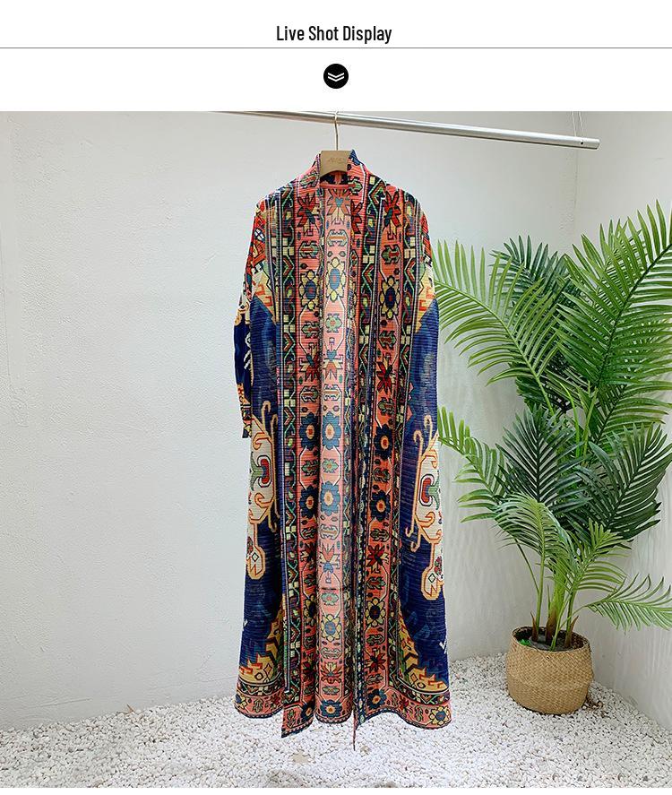 Autumn Women's Casual Long Sleeve Print Dress with Elastic Waist and Large Swing Skirt