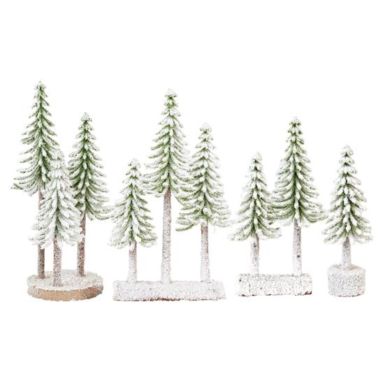 Mini Christmas Tree Artificial Bottle Brush Tree With Wooden Base Small Snow