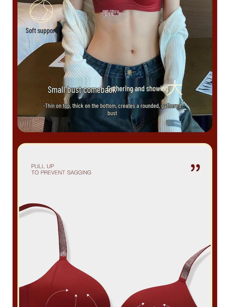 2026 Seamless Red Push-up Bra for Small Bust - Sexy, Soft, Comfortable, Wire-free