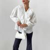 New French Women's Clothing Fashionable All-matching V-neck Ruffled Design Shirt Polka Dot Top Women