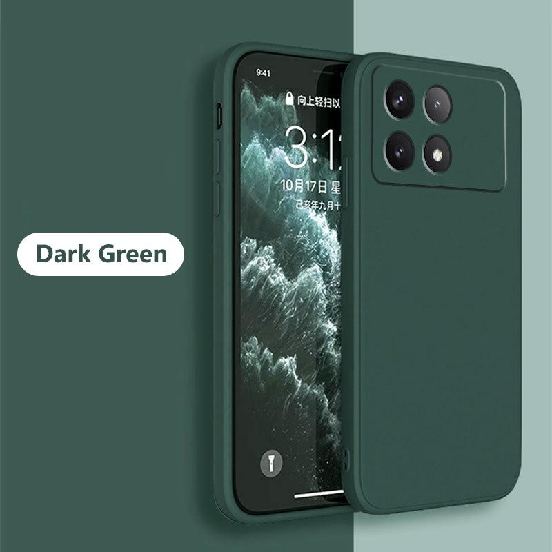 

Для Poco X6 X 6 Pro Pocox6 Pro Чехол квадратный жидкий силиконовый мягкий чехол для Xiaomi Poco X6 X 6 Pro Pocox6 Pro 5G чехол для телефона POCO X6 Pro 5G темно-зеленого