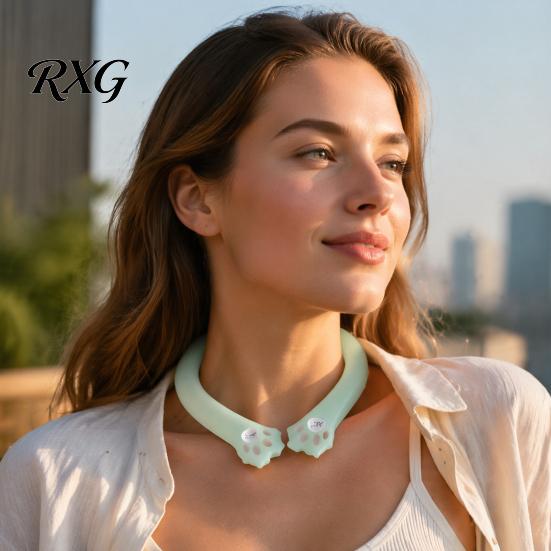Personal Cooling Device Cat Ear Neck Tube for Summer, Reusable Adjustable Wearable Ice Summer Ring, Heatstroke Prevention Cooler Collar Outdoor
