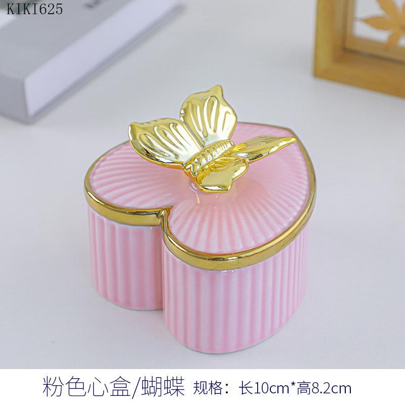 Creative Ceramic Jewelry Storage Jar Electroplating Golden Animal Cover Wedding Candy Gift Box Household Mini Sealed Jar Decor