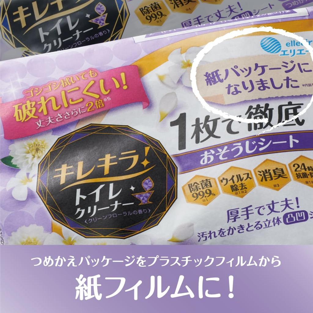 Elleair Toilet Cleaner Clean Floral 88 Sheets Sheets x 4 Thorough Cleaning Sheets in One Sheet [Sales] Kirakira! Refill, Scent, (22 Packs)