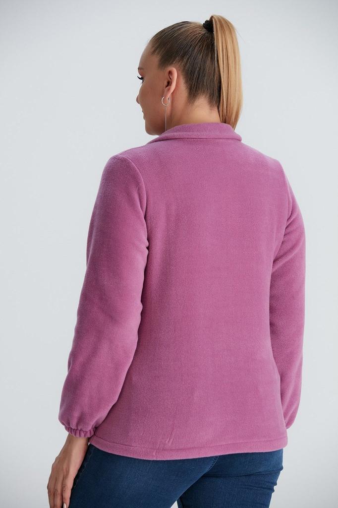 Damenstil Große Größe Sweatshirt Übergröße Fliederfarbenes Fleece-Sweatshirt mit elastischen Ärmeln