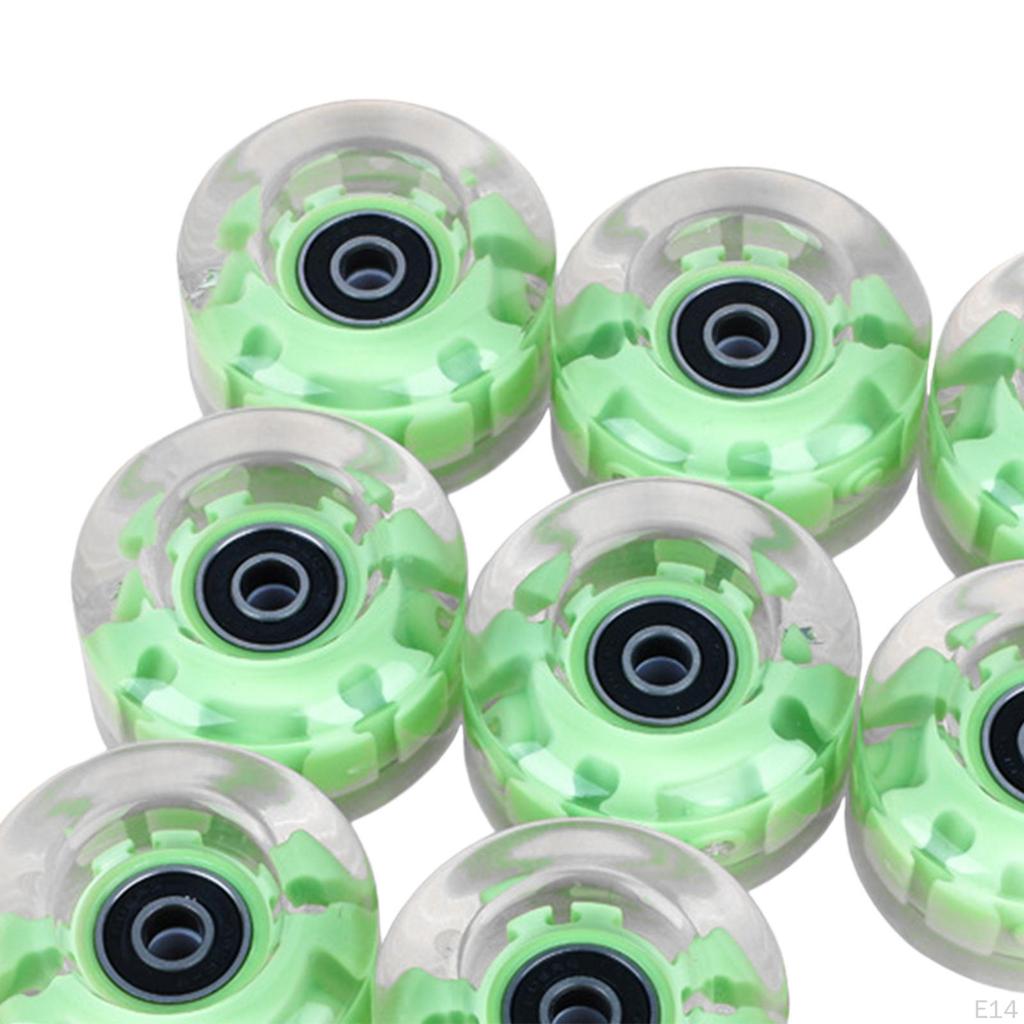 8Pcs LED-Equipped Roller Skate Wheels for Indoor Use, 32 X 58 Mm with Bearings