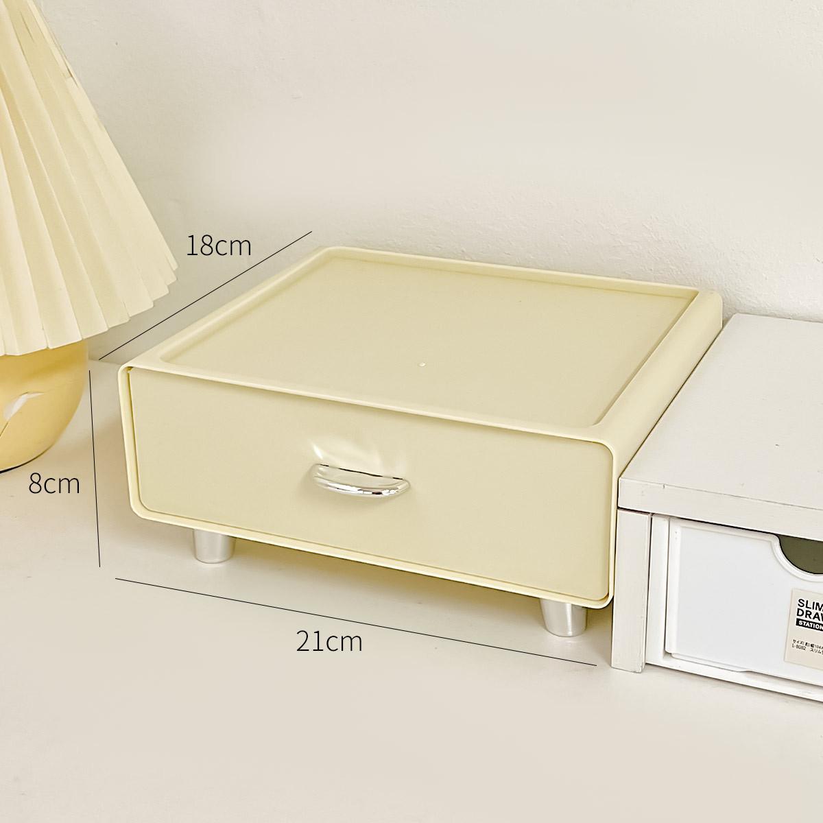 

Кремовый ящик для хранения на рабочем столе, ящик для органайзера для макияжа, симпатичный студенческий стол, полка для канцелярских принадлежностей 1 layer can be stacked кремовый/белый
