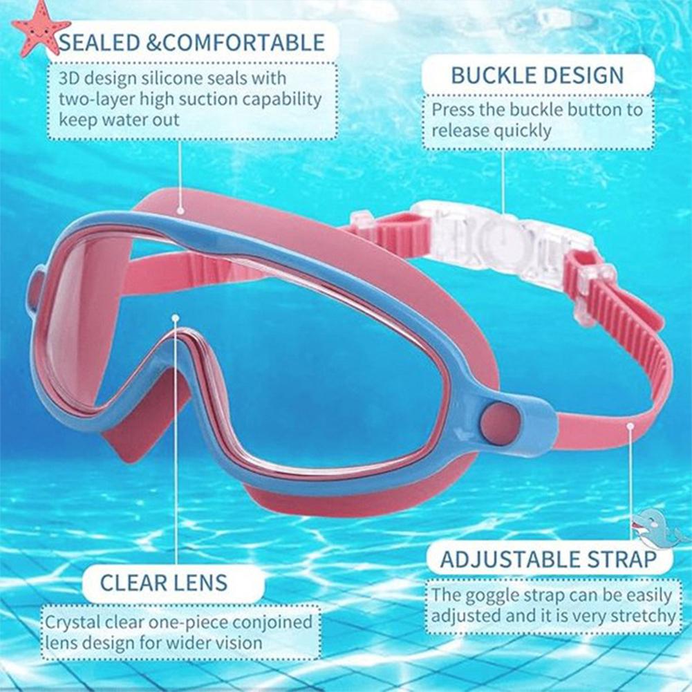 Kids Swimming Goggles Anti-Fog Swim Glasses No Leaking with Ear Plugs Nose Clip for Children From 4 To 15 Years Old