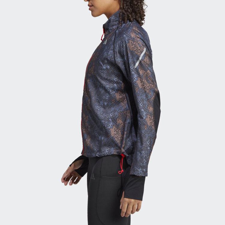 Adidas Pattern Logo Printed Stand Collar Jacket Women Jacket Black HR5718