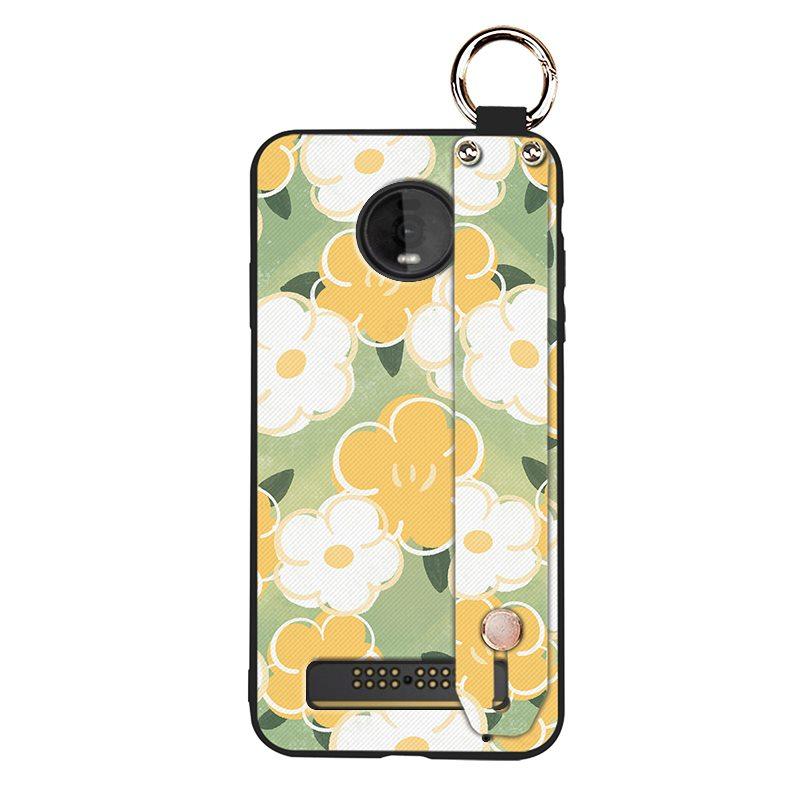 Ring Wristband Phone Case For MOTO Z4 Play Oil Painting Fashion Design Kickstand Anti-knock Back Cover Anti-dust Lanyard