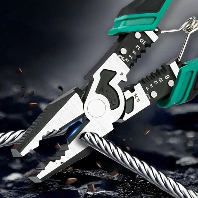 9Inch MultiFunctional Diagonal Pliers Ergonomic Needle Nose Plier for Wire Stripping Crimping Holding in Electrical Work