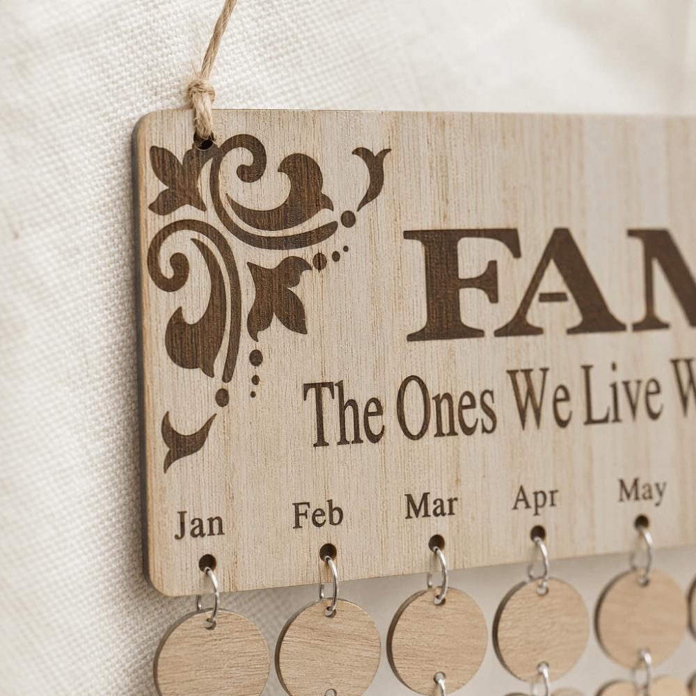 Brown Birthday Reminder Calendar 15.75 X 4.72 X 0.20in Family Sayings Pattern for Grandma