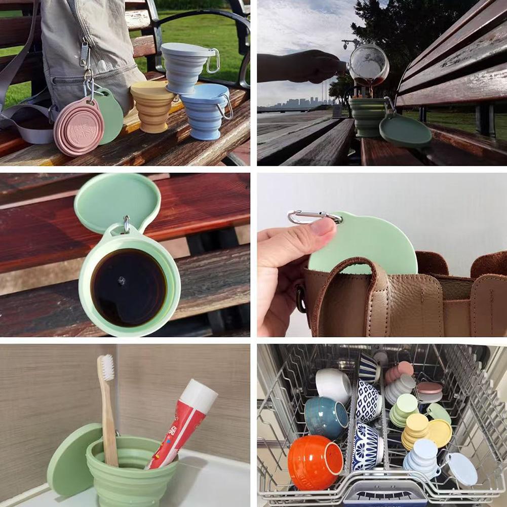 Collapsible Silicone Drinking Cup Portable Foldable Water Mug For Camping Hiking Outdoor Travel Space Saving Accessory