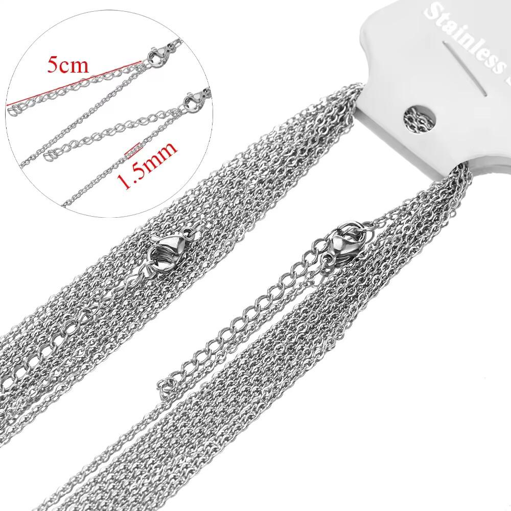 10pcs 45+5cm Gold Color Stainless Steel Link Chains In Bulk Necklaces Fashion Jewelry Adjustable Chains Wholesale Chokers DIY