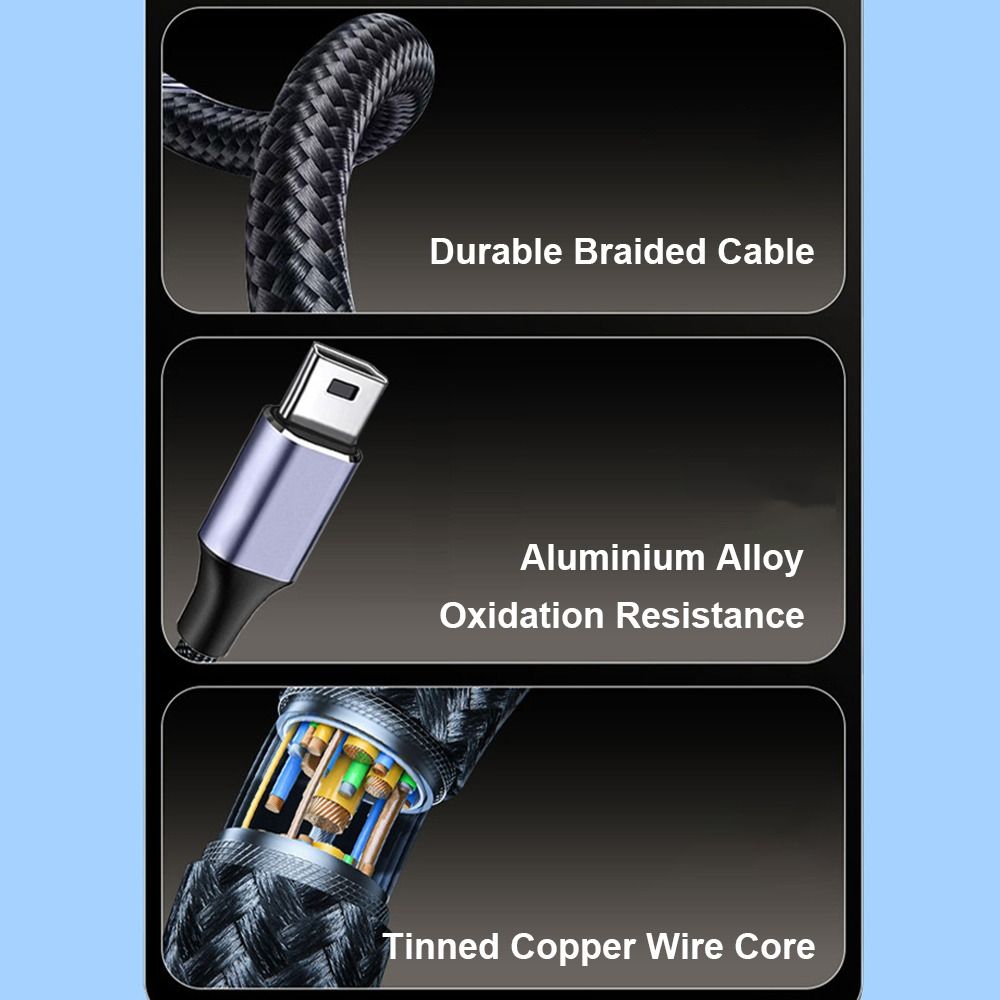 Digital Camera USB-C to Mini 5-Pin Cord Data Sync OTG Line 90 Degree USB Type C To Mini USB Cable