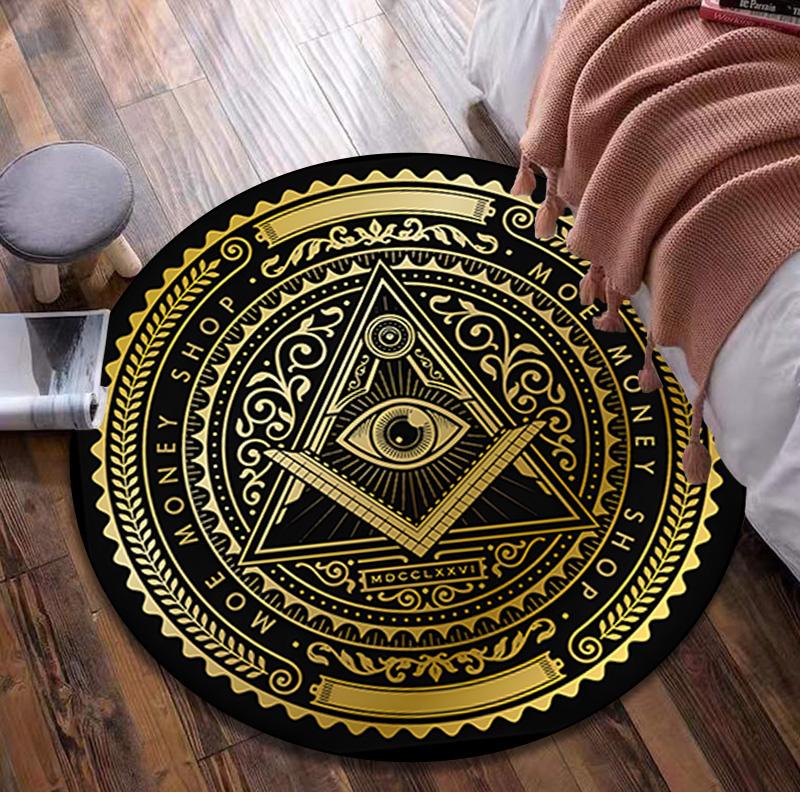 Freemasonry 3 Circular Rug - Office Decorative Carpet For Living Room Bedroom Door Mat Floor Rug Computer Chair Area Rug