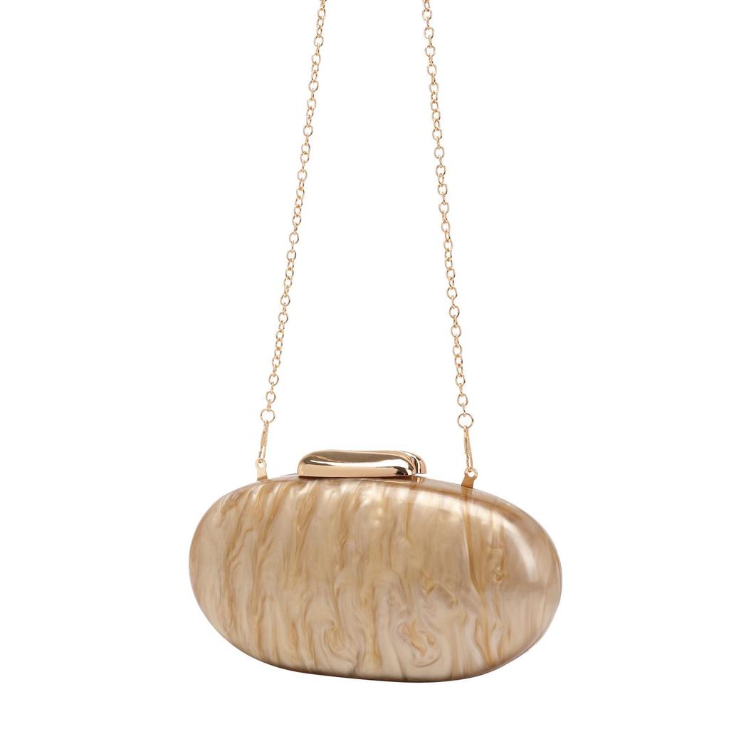 2024 Women's Oval Shell Acrylic Evening Bag with Chain Strap