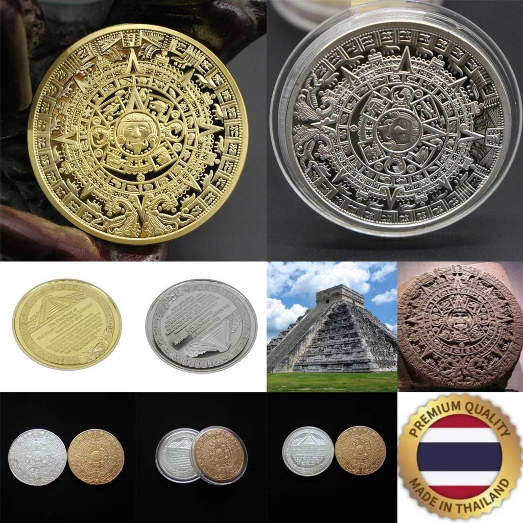Retro Vintage Metal Medallion Mayan Aztec Coin Amulet Medal Unisex Women Men Protect Charm Talisman Powerful Wealth Success Health Luck Jewelry
