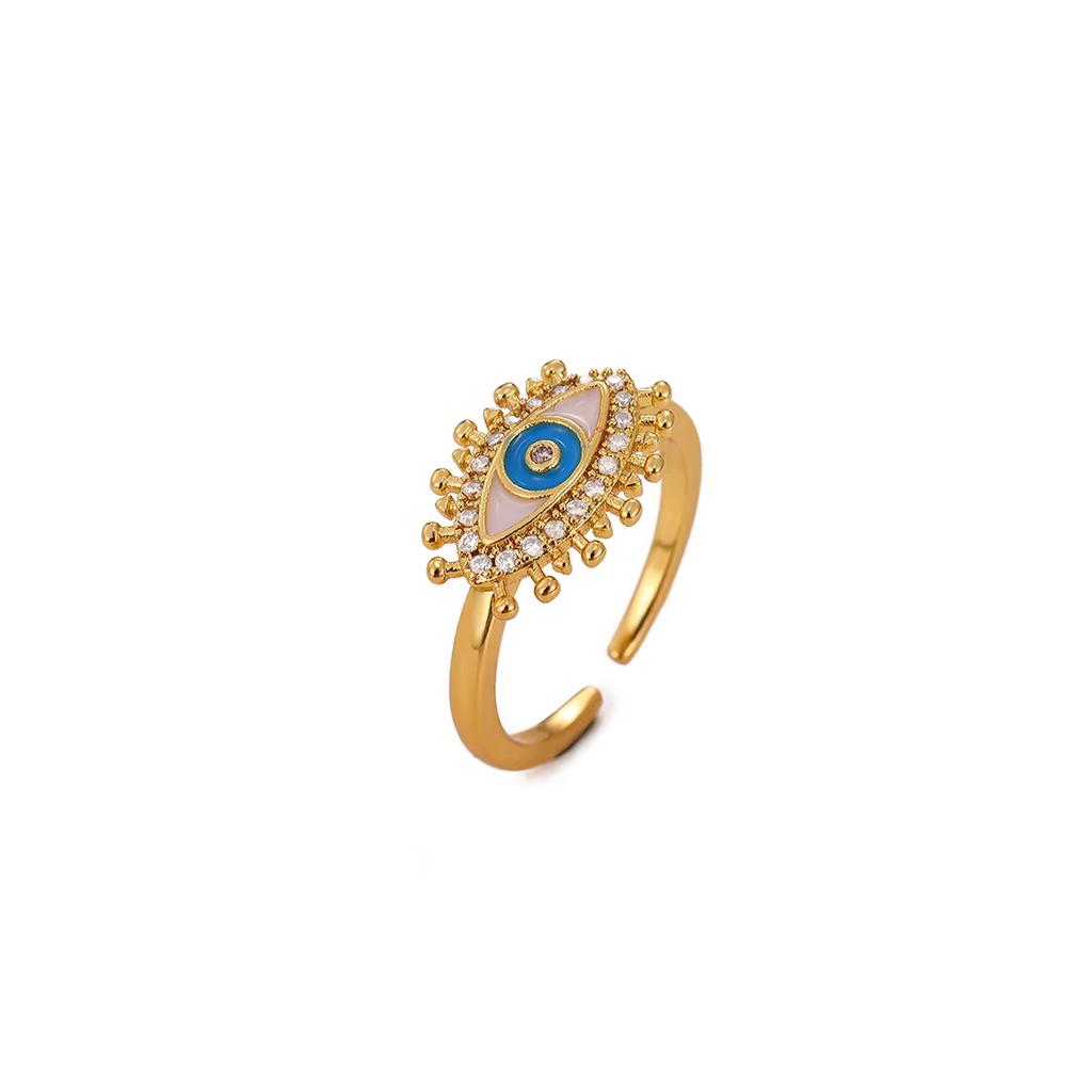 Broad Surface Chunky Anillos For Women Men Punk Türkiye Eye Zirconcia Rings Gold Color Stainless Steel Waterproof Jewelry Gift