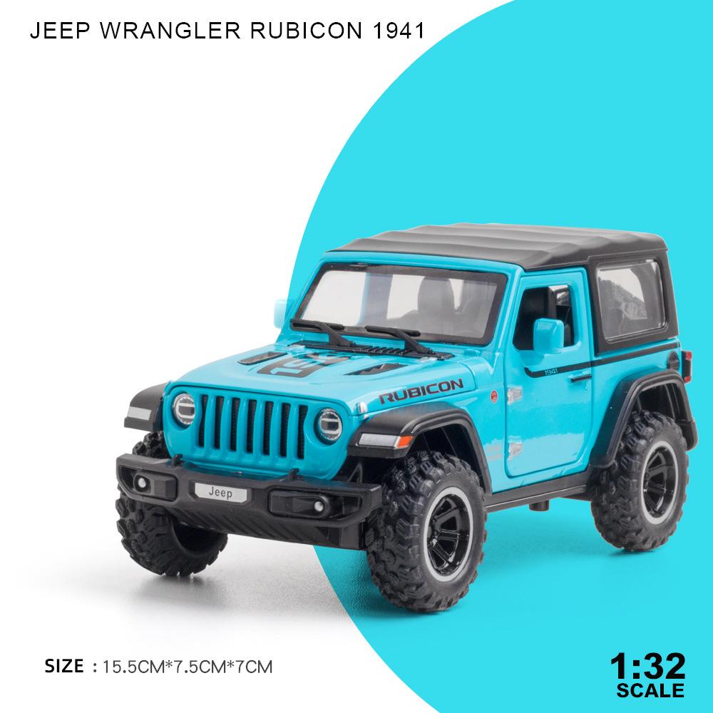 

1/32 Scale Jeep Wrangler Rubicon Alloy Model Car Metal Diecast Collection Vehicle Simulation Sound & Light Toy for Kids Christmas Gift синий