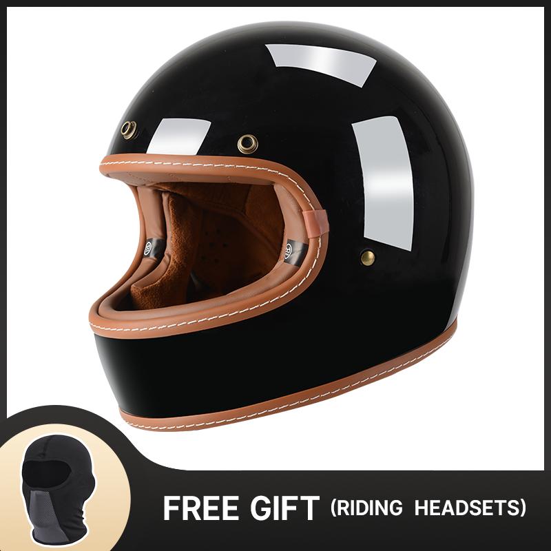 High Quality Super Lightweight Fiberglass Vintage Retro Full Face Helmet Motorcross Motorcycle Protection Helmets DOT Approved