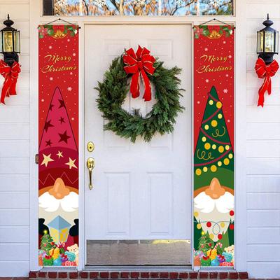 1 Pair Christmas Couplet Reusable Cartoon Dwarf Pattern Door Hanging Banner for Party Festive Home Decoration