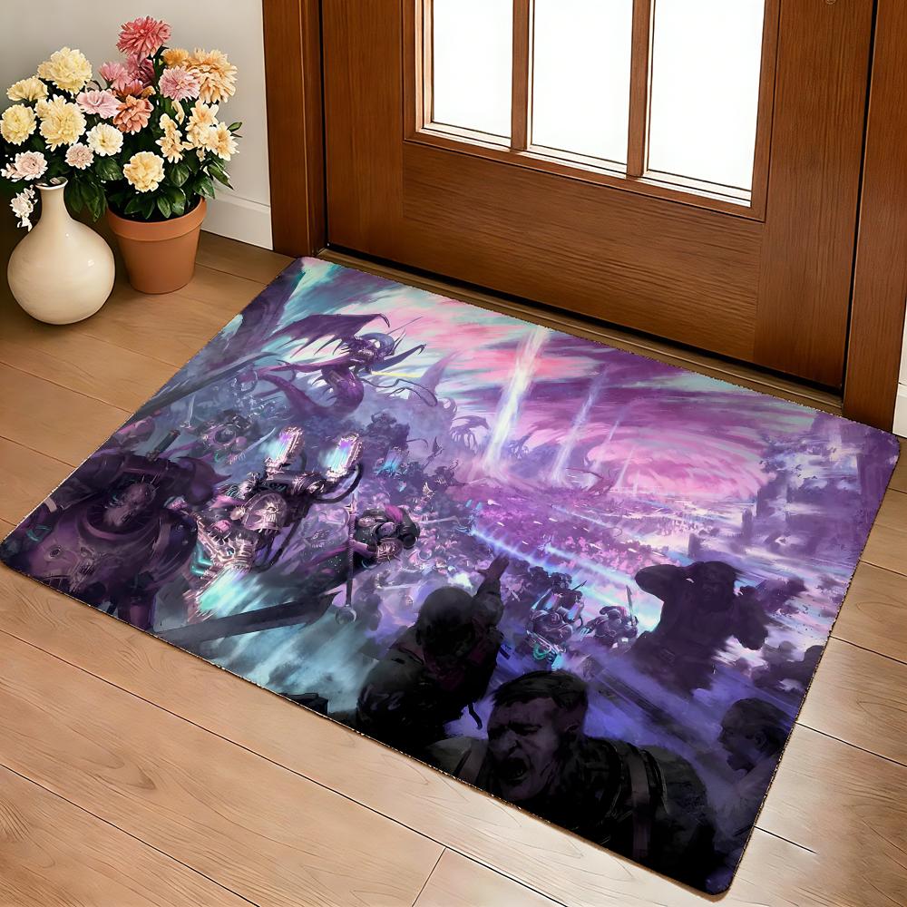 W-W-Warhammer Podložka na podlahu Útulný flanel Měkká silná protiskluzová podložka pro obývací pokoj ložnici kuchyň Dekorace Koberce