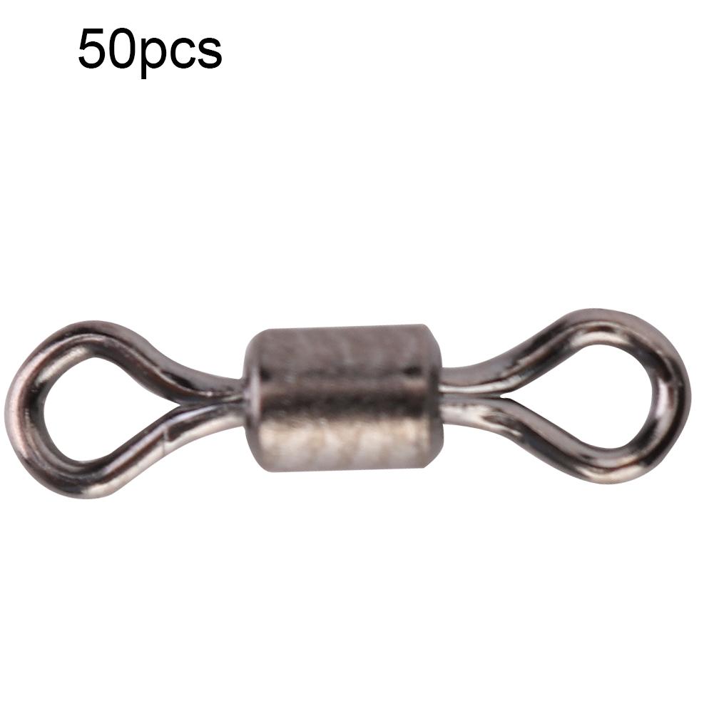 50pcs Stainless Steel Fishing Connector Pin Bearing Rolling Swivel Fish Accessories(#10)