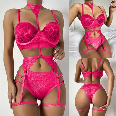 Plus-size Three-piece Women's Sexy Halter Sequin Nightdress Sexy Underwear Sex Underwear Set Womens Gift