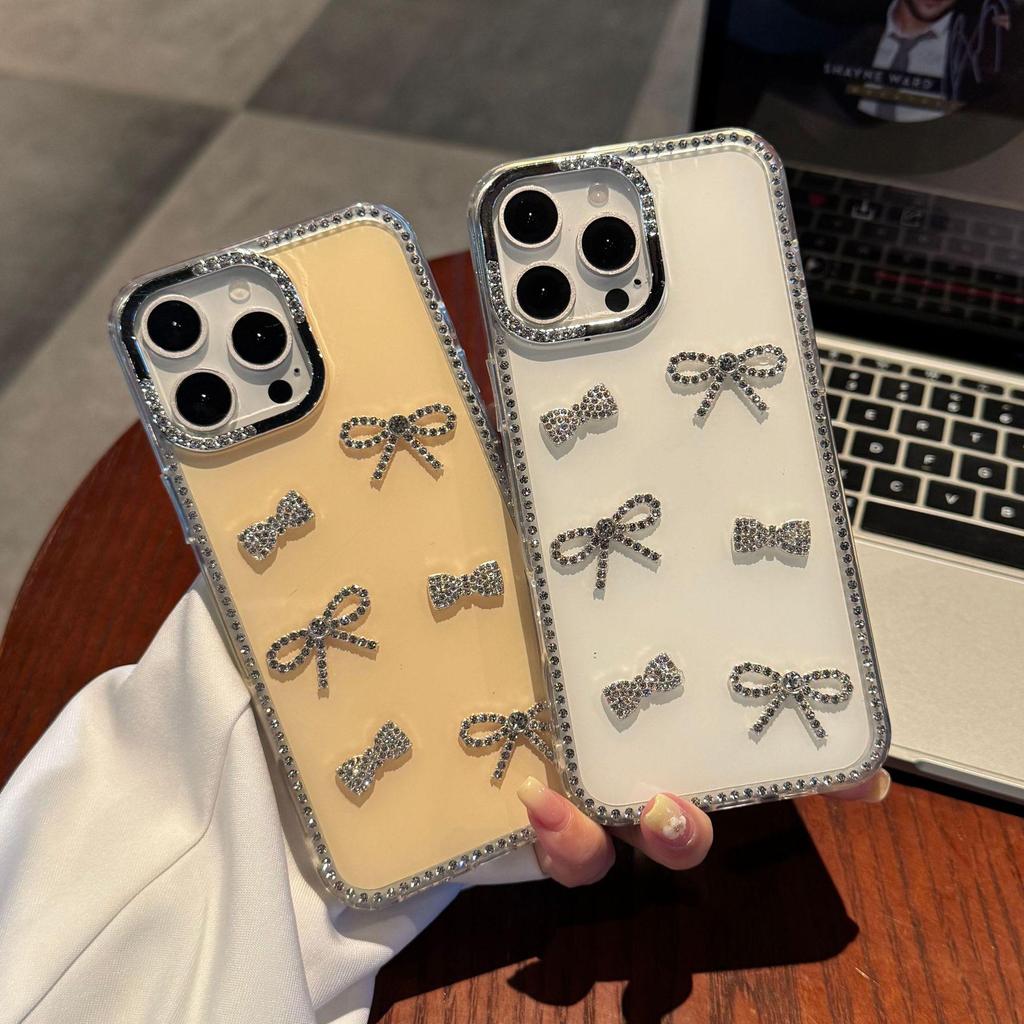 iPhone Rhinestone Bow Case: Fits 17 Pro Max, 15 Pro, 14/15, 11/12 - Full-Frame Luxury Design