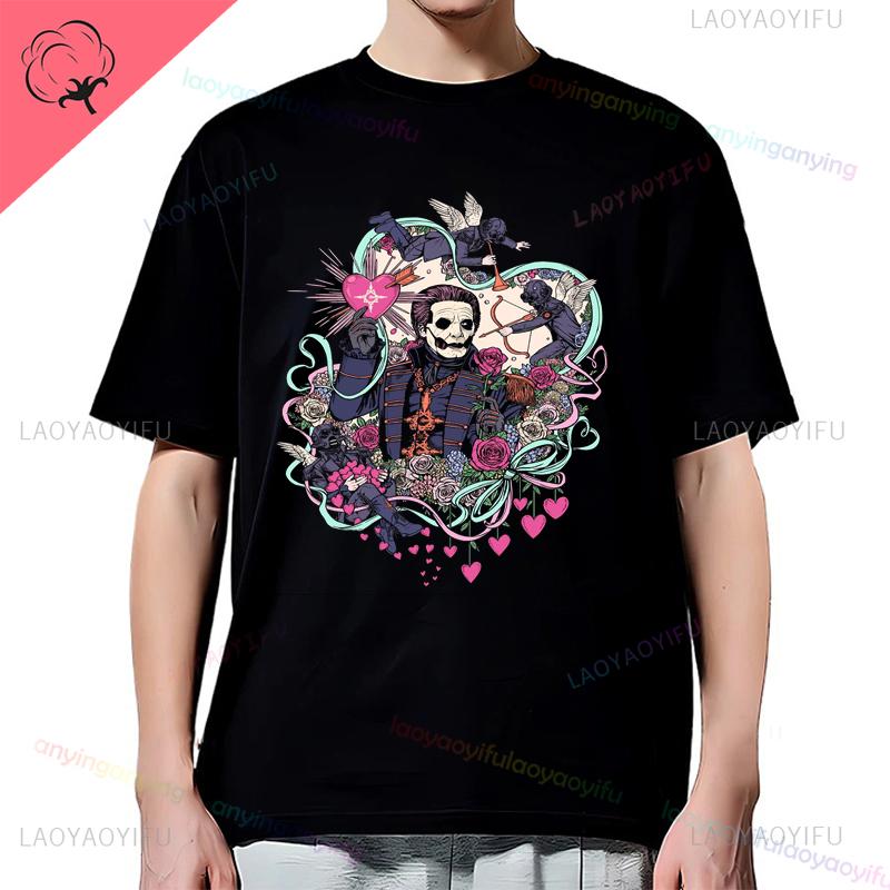 Y2K-Ghost-Band-T-shirt Mens Rock Band Graphic Pattern Cotton T-shirt Casual Vintage Horror Style Harajuku Short-sleev Women Top