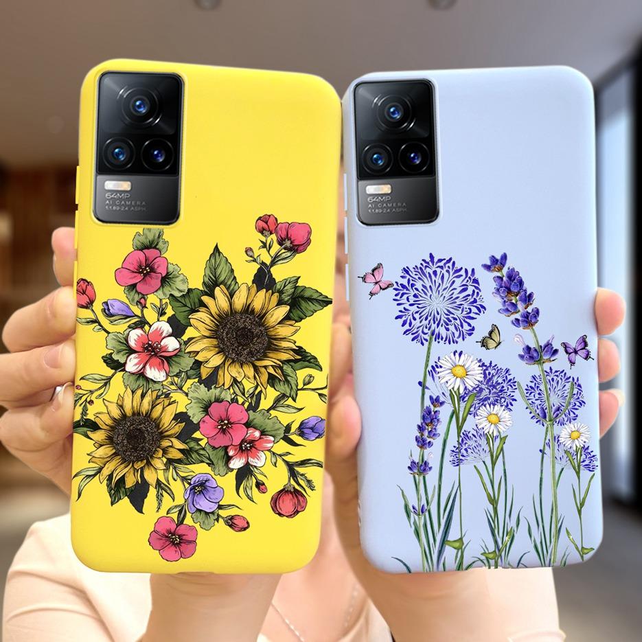 Vivo V21 Kılıfı Vivo V21e Yumuşak Silikon Sevimli Çizgi Film Çiçekli Arka Kapak Telefon Kılıfı Vivo V21 V 21 E İçin Fundas VivoV21 Çantalar Capa