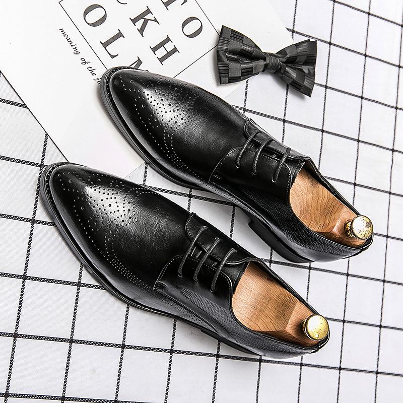 Men s Trendy Pointed Toe Leather Loafers: Formal & Casual Business Shoes 39 чёрный
