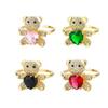 Colored Crystal Heart-shaped Opening Adjustable Ring Handmade Jewelry Party Gift