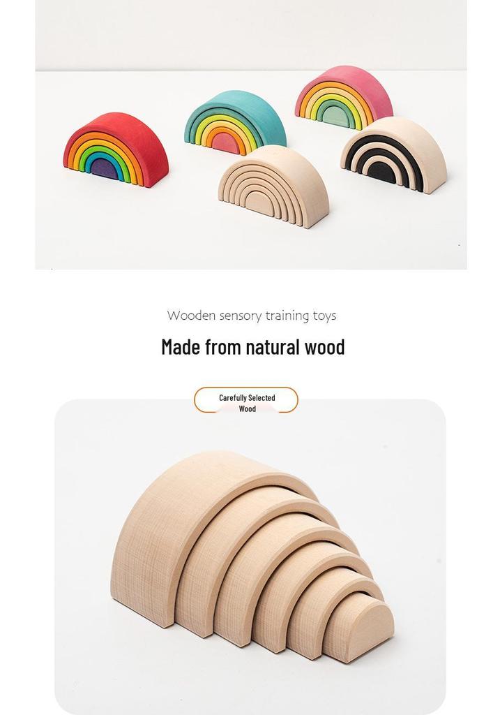 Rainbow Wooden Building Blocks: Early Education Stacking Toy & Children's Room Decor