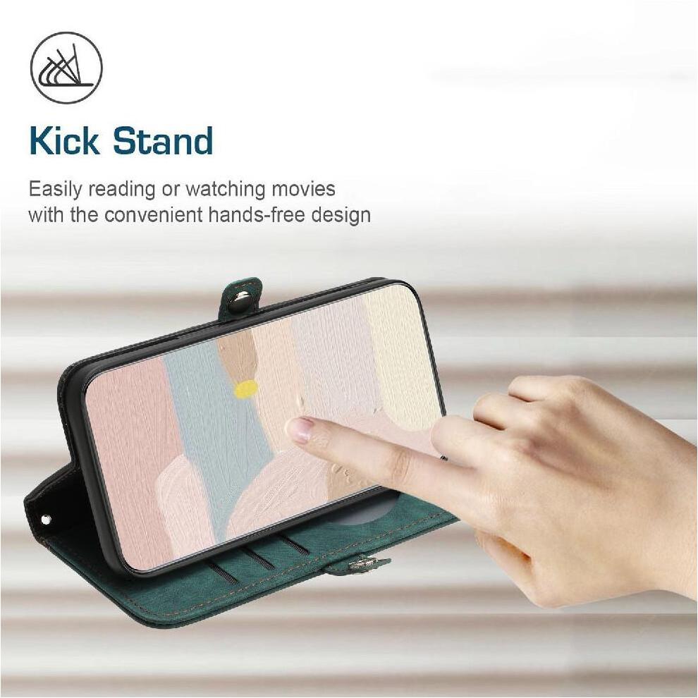 (Green) Case for Xiaomi Redmi Note 14 Pro 4g with Card Slot Stand Flip Folio Book Kickstand Protective Wallet Pu Leather Magnetic Closure