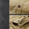 Vintage Men's 100% Cotton Shirt Safari Style Multi-pocket Lapel Top Spring Autumn Long Sleeve Youth Loose Shirts Plus Size M-6XL