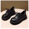 Fashion Velvet Small Leather Shoes Autumn and Winter New Lace-up Soft-soled Single Shoes Thick-soled Height Increase Women