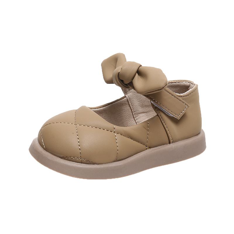 

Кожаные туфли в стиле принцессы для девочек от 1 до 3 лет, дышащая и модная детская обувь Size 30 / 17.5cm хаки