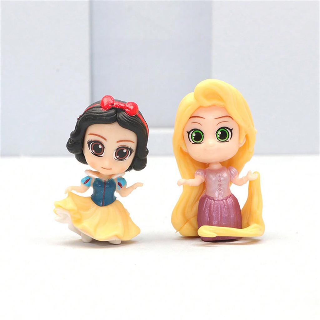 Figurine MINISO Set Șapte Piese Prințese Versiune Mică Q, Figurine de Colecție, Potrivite pentru o Varietate de Tipuri de Camere, Ornamente pentru Păpuși de Casă