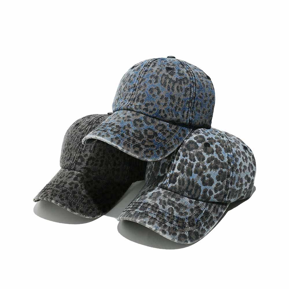 Freedom Outdoors Women's Gray Leopard Baseball Caps Washed Vintage Street Spring Autumn Snapback Hats For Men Dad Hat Sunshade Visor Cap 55-60Cm