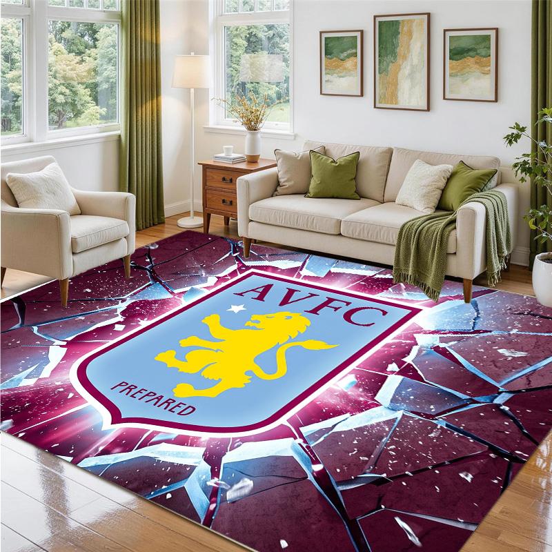 Aston Villa Fußball Design Kristall Samt Teppich Weiche Dekorative Matte für Schlafzimmer Eingang